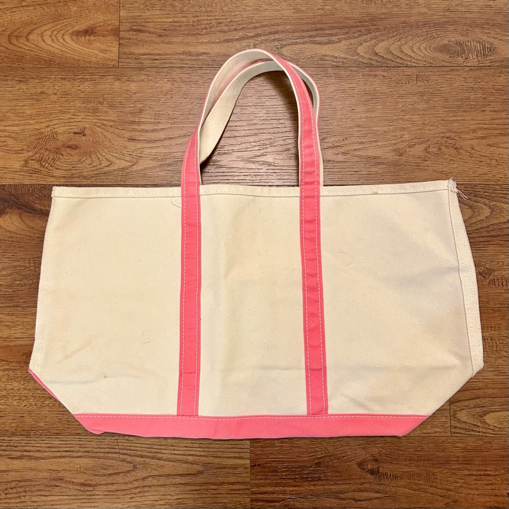 NWOT L.L. Bean Boat and Tote XL with Pink Accents
